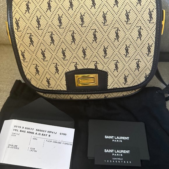 Saint Laurent Flap Satchel Monogram All Over Canvas & Leather - Excellent Cond. - Picture 12 of 13
